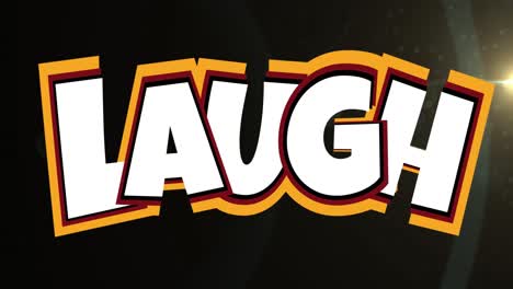 animation of laugh in yellow and white on black background