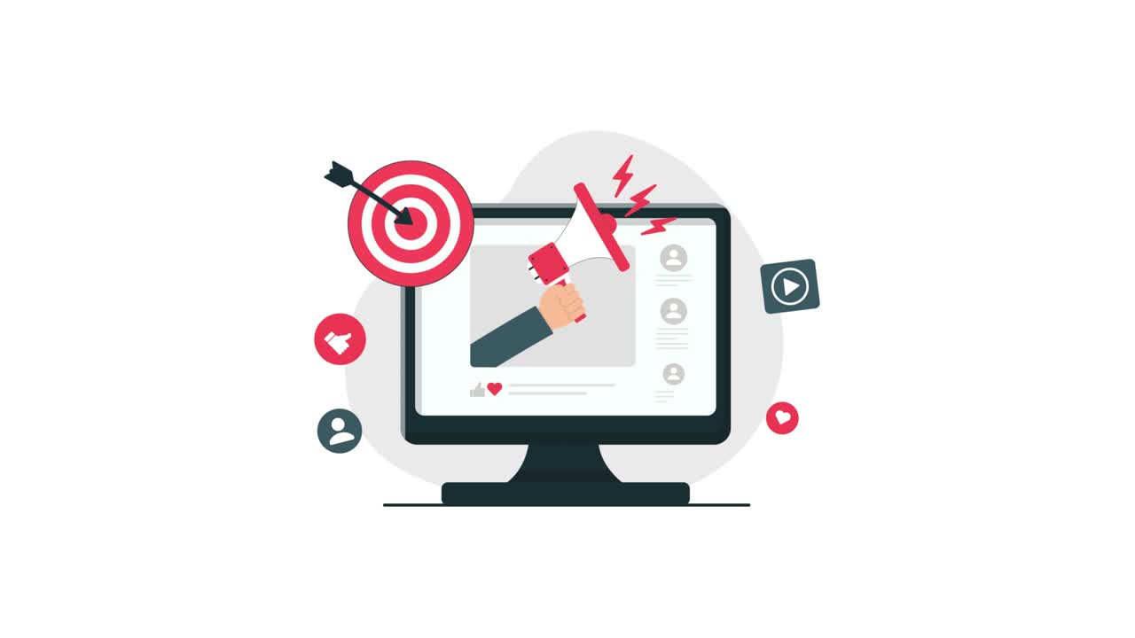 Animated Digital Marketing Concept with Social Media Icons