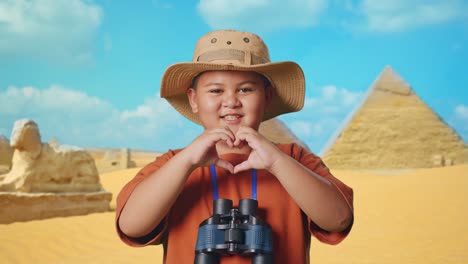 happy boy explorer in egypt