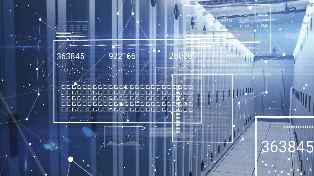 컴퓨터 서버를 통해 데이터 처리의 애니메이션