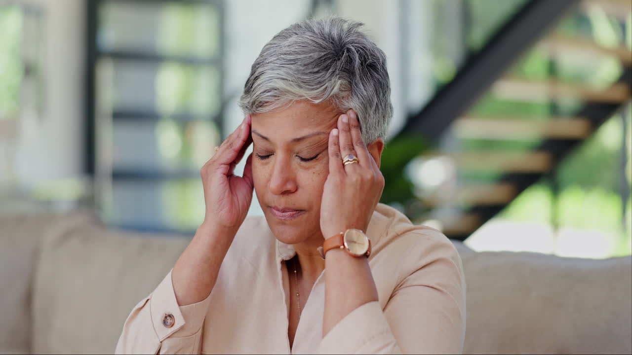Senior, woman and headache