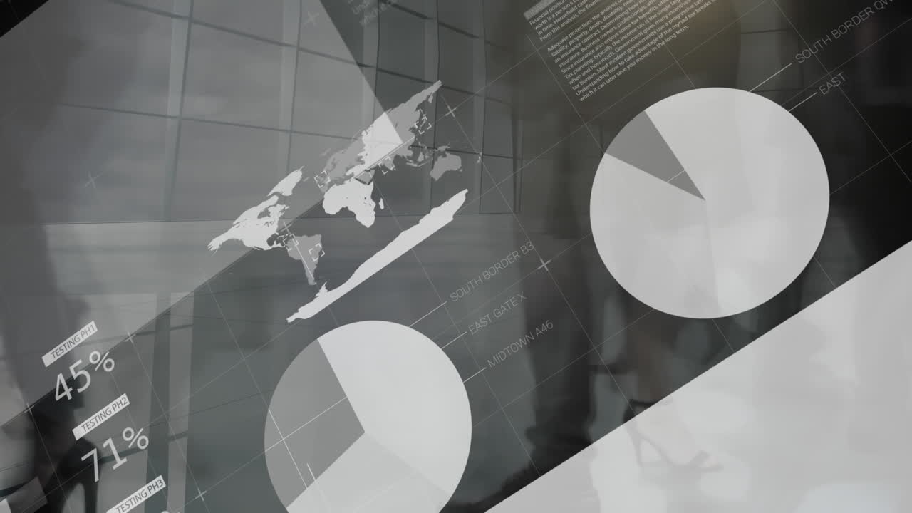 Animation of data processing in grey background