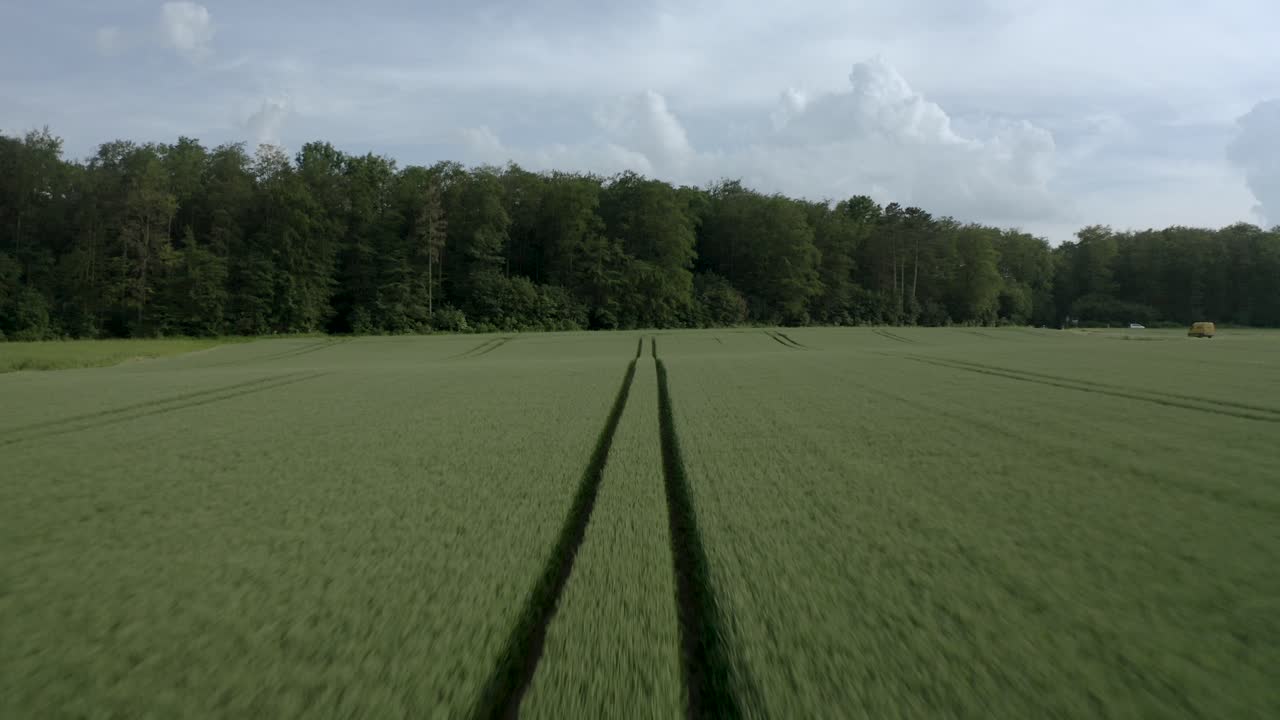 съемка с беспилотника гусениц на поле