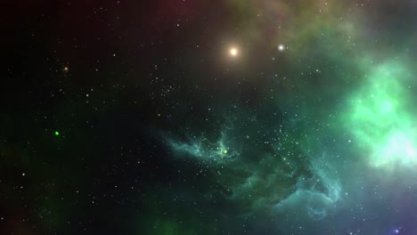 nebulosa en forma de nube verde en el universo infinito