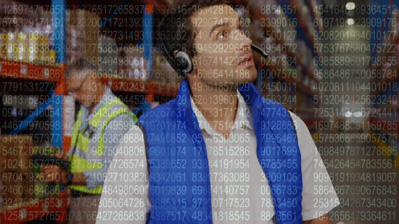 hombre caucásico mirando su tableta en un almacén