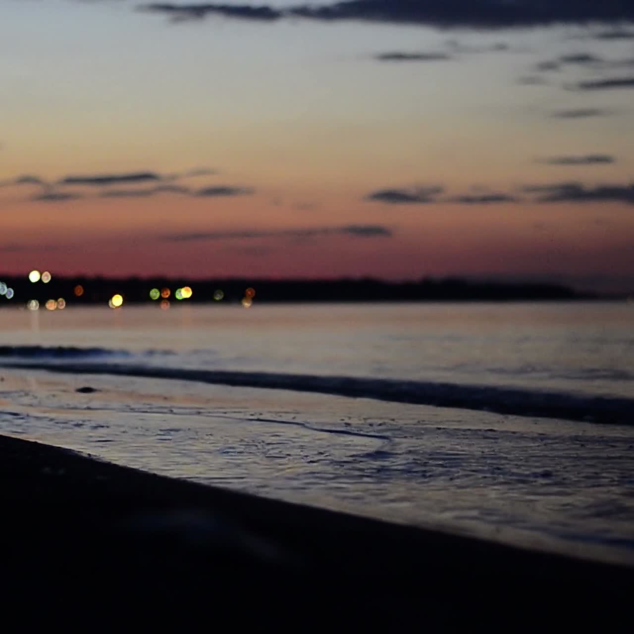 Sunset At The Beach. Colorful sky in evening at sea beach
