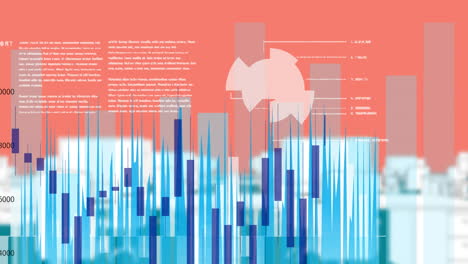 animation of data processing and statistics recording over computers in empty office