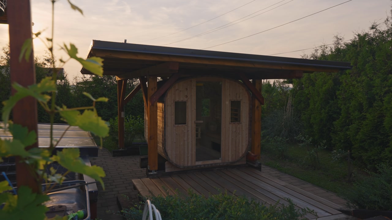 Modern Outdoor Sauna Cabin Design in DayLight situation