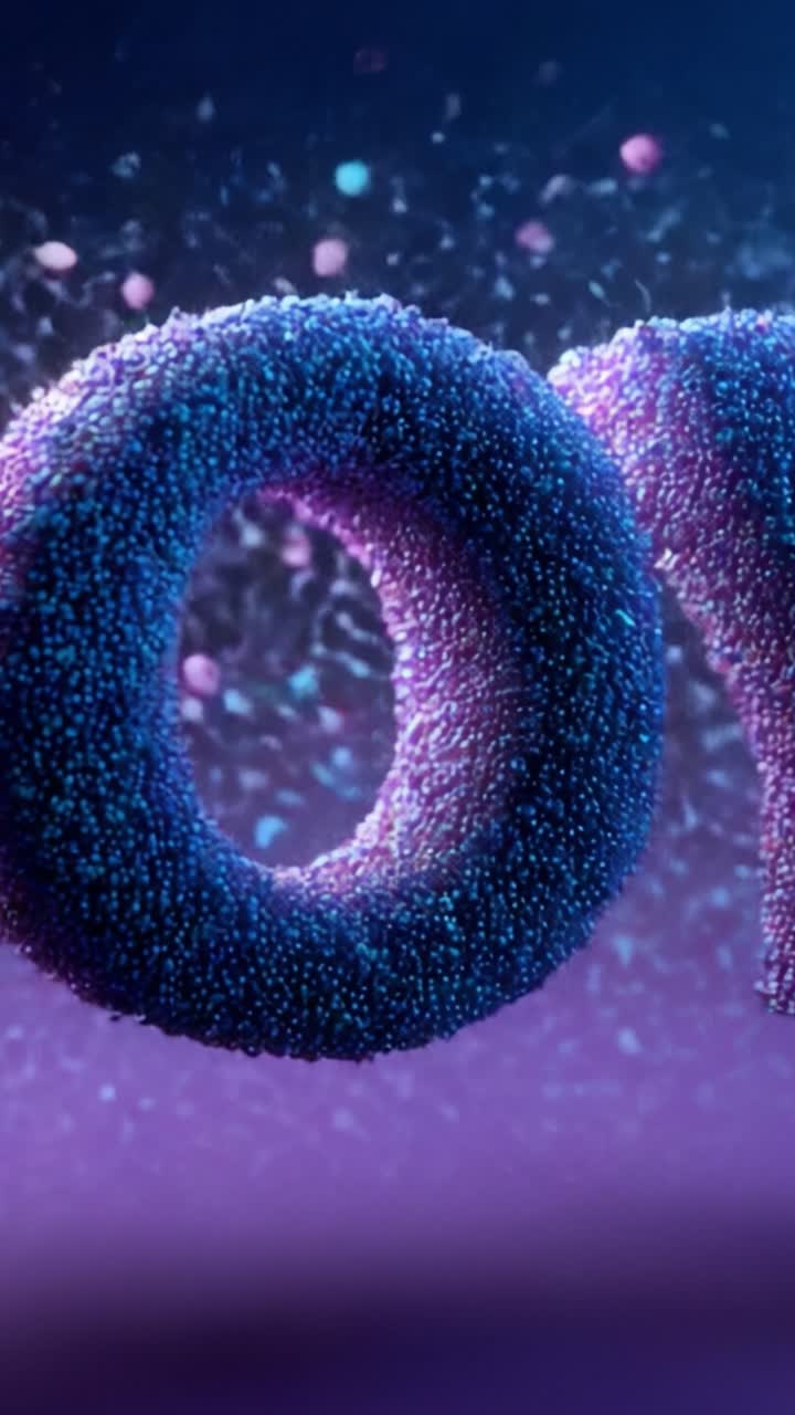 Dynamic Transition of Colorful 3D Letters Exhibiting Sparkling Particles in a Vibrant Space, Captivating Attention with Unique Textures and Shapes