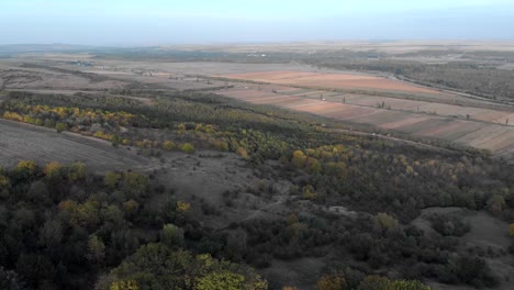 Panoramic-View-Of-The-Vast-Landscape-Amidst-The-Green-Forest-At-The-Hill