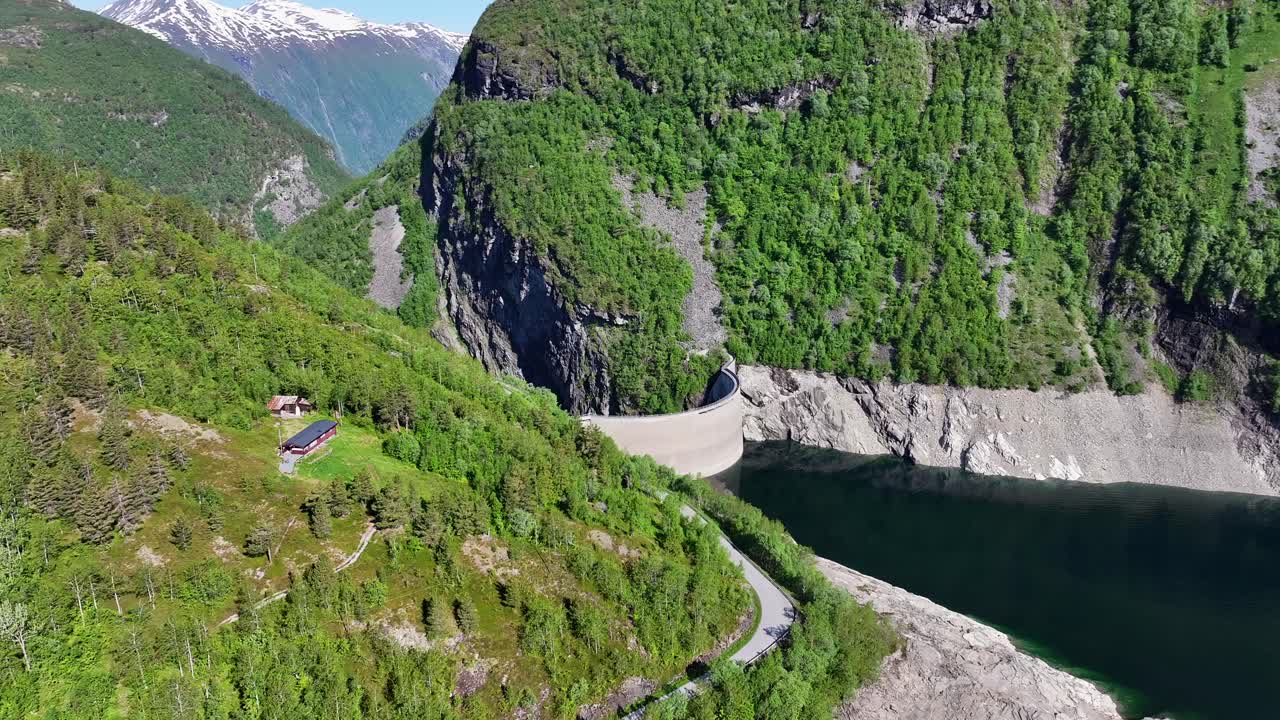The dam Zakariasdammen in Tafjord, Norway, a double-curved concrete arch dam, completed in 1968, at 95 meters it was Northern Europe's tallest of its kind