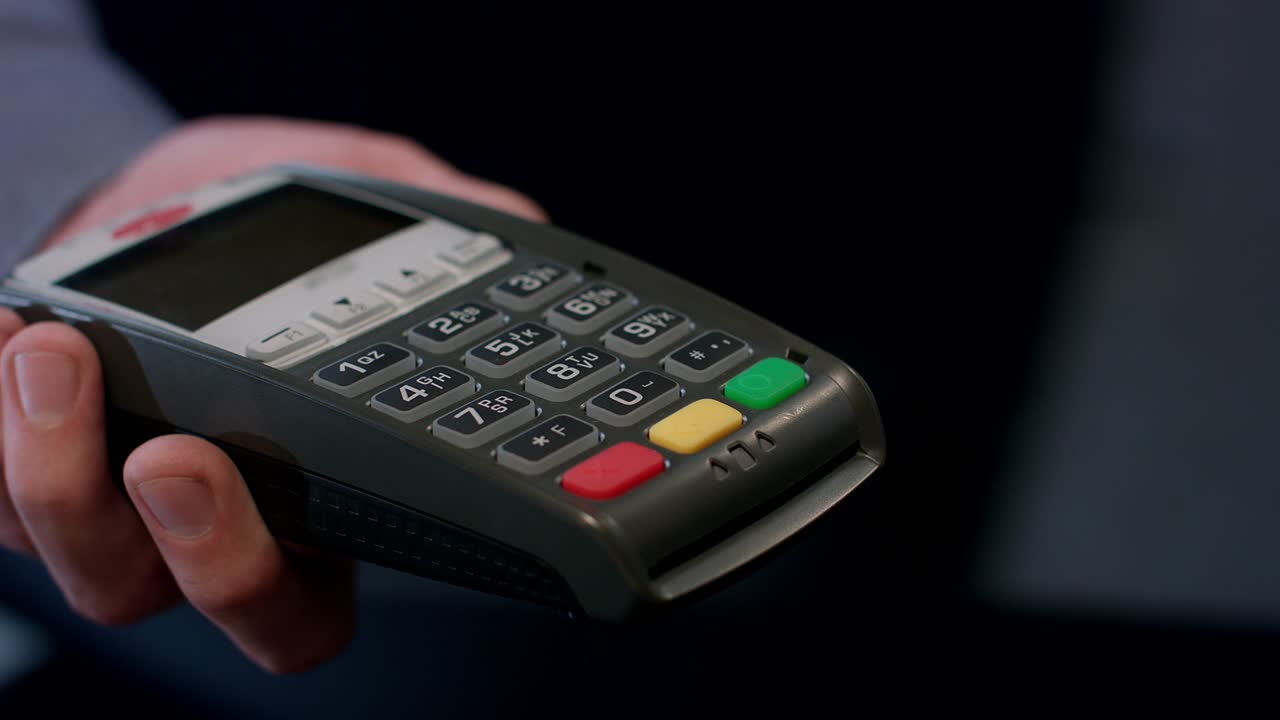 Payment transaction with smartphone. Mobile NFC payment technology