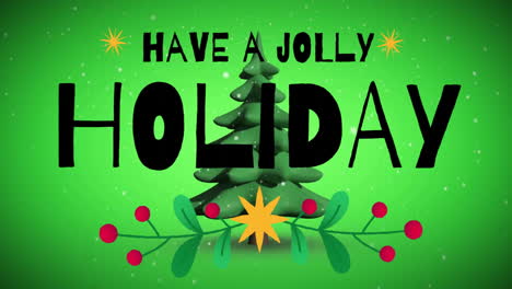 Christmas tree with decorations creating festive animation on green background