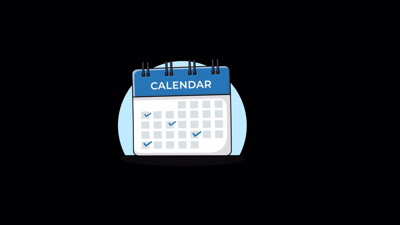 Animeret kalender med flueben på datoer