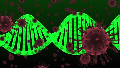 DNA--Und-Coronavirus-Zellen-über-Einem-Farbverlaufshintergrund.
