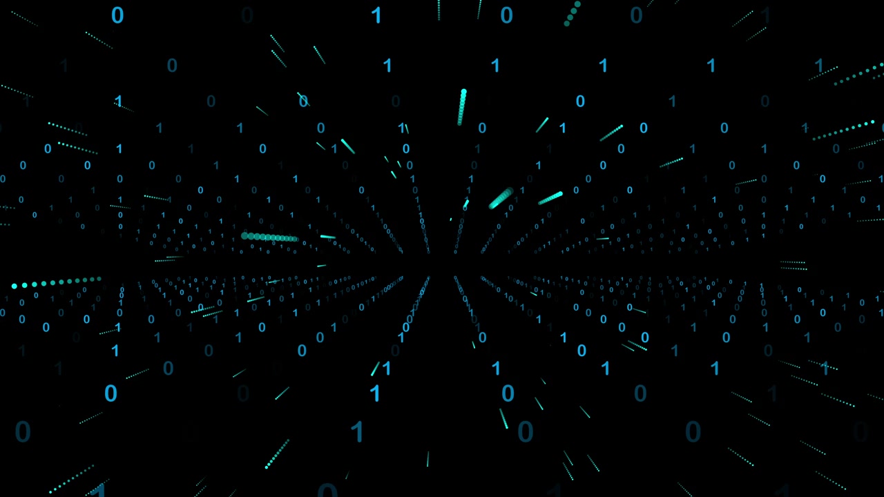 Digital Binary Code Data Stream Moving Through Cyberspace