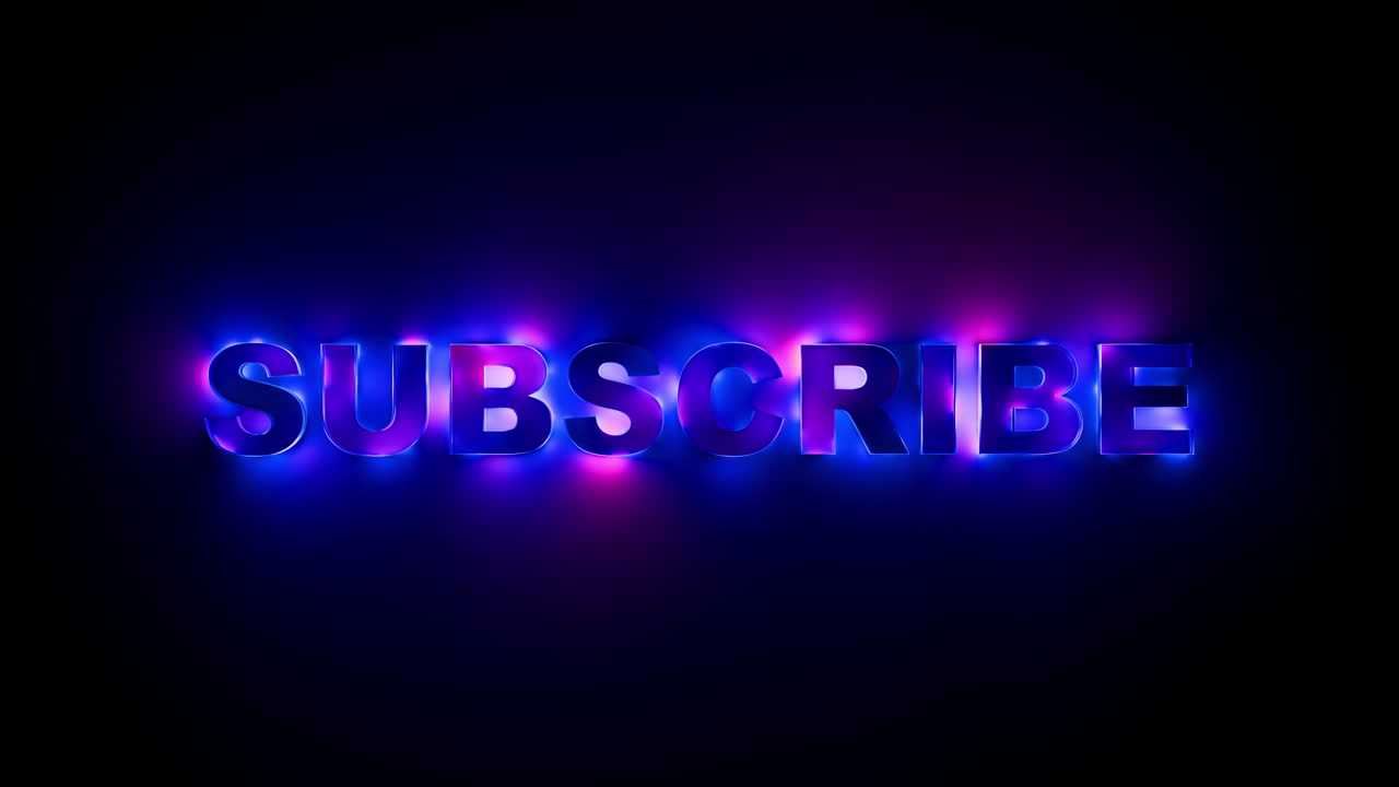 Subscribe Neon Text Loop with Vibrant Futuristic Gradient Glow Effect. Looped animation. 3D rendering