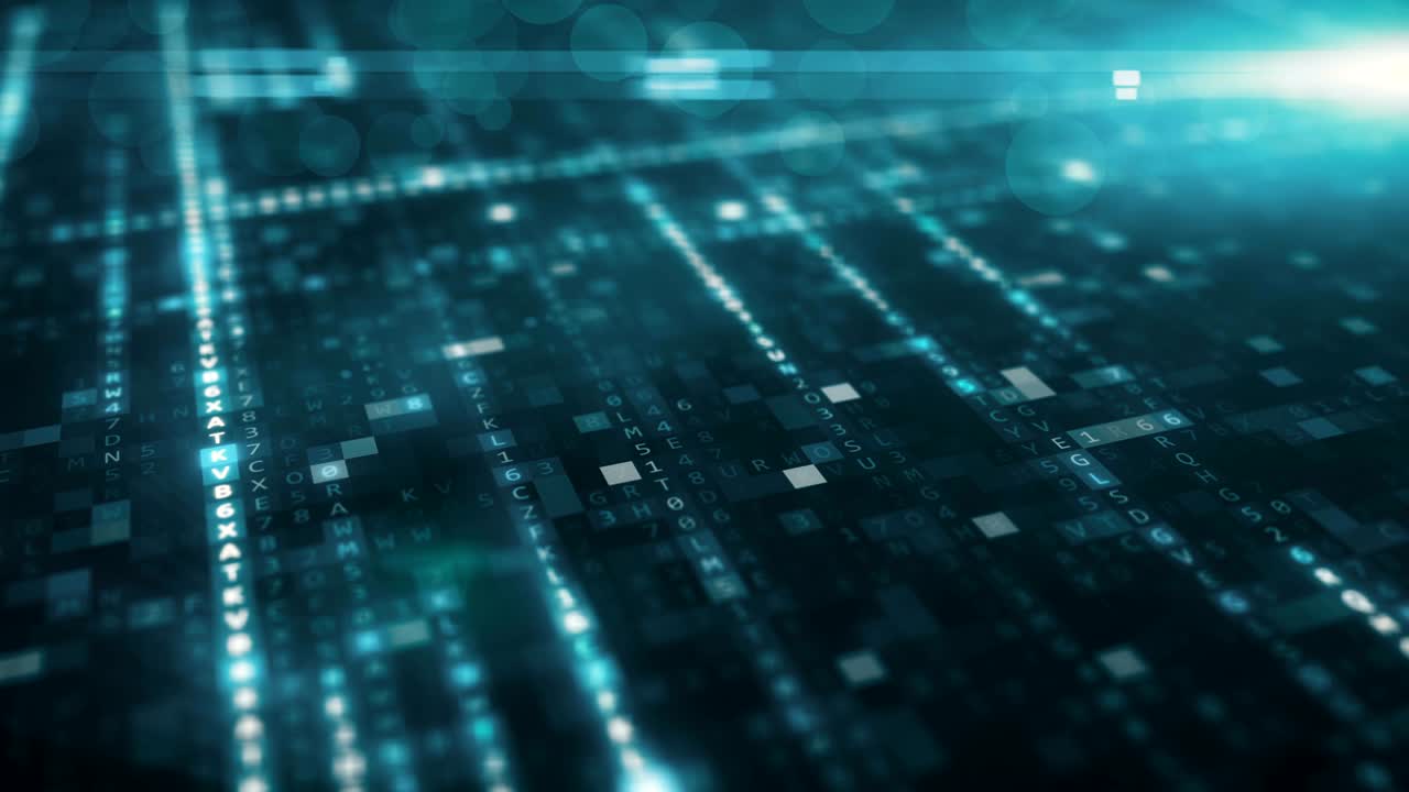 Randomly generated computer hexadecimal machine code abstract technological background of a seamless loop