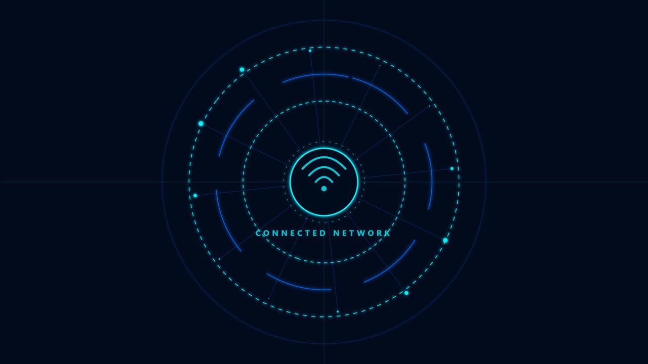 Digital Connected Network Interface with Animated Wi-Fi Symbol