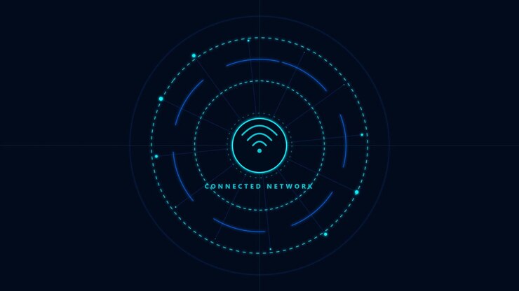 Digital forbundet netværksgrænseflade med animeret Wi-Fi-symbol