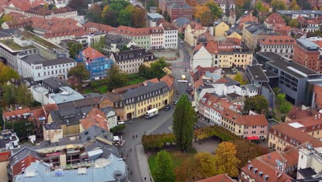 Smooth-aerial-top-view-flight-Goethe-House-Weimar-Historic-denser-city-Thuringia-Germany-fall-23