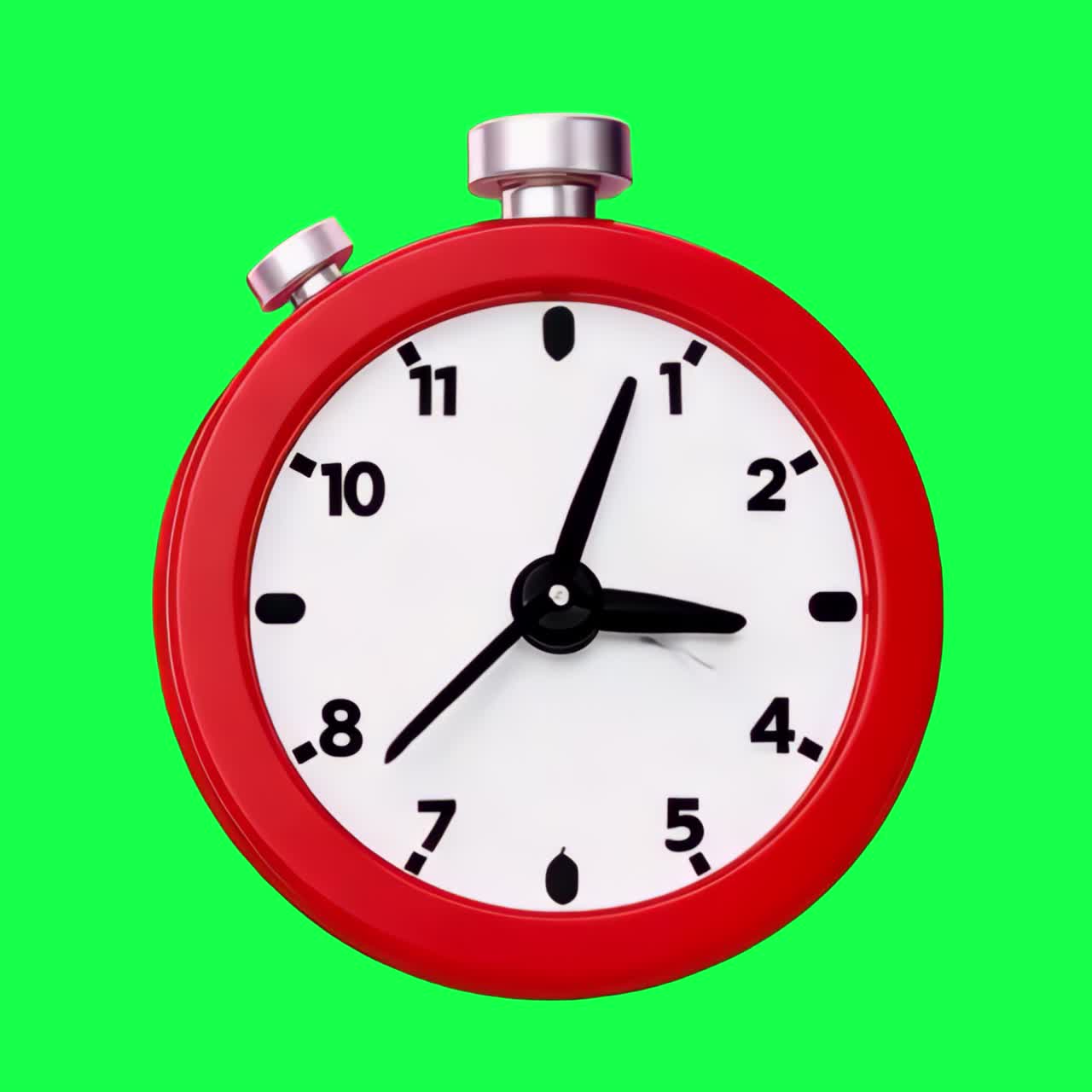 Red stopwatch animation, transparent 4K video, green screen