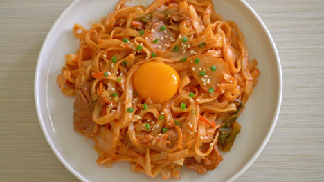 stir-fried-udon-noodles-with-kimchi-and-pork---Korean-food-style