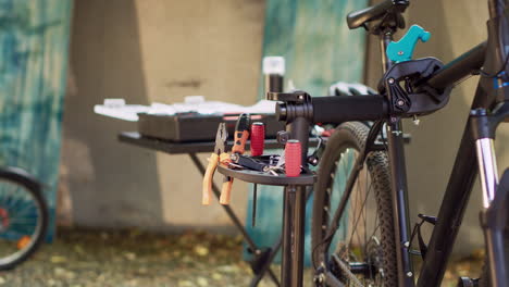 Tools-set-up-outside-for-bike-adjustment