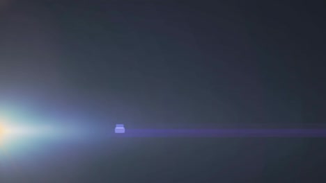 animación del foco con el destello de la lente y el haz de luz moviéndose sobre un fondo oscuro