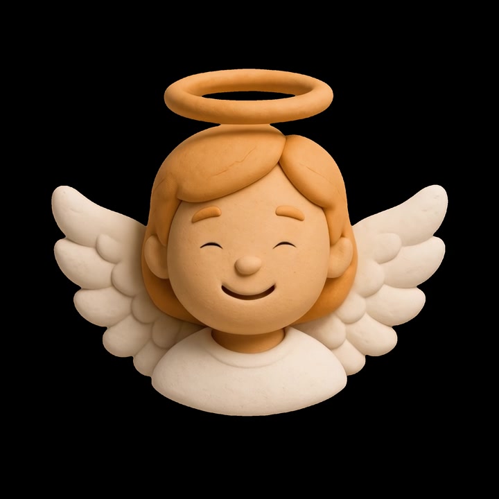 Claymation Style Angel Character Blinking and Smiling