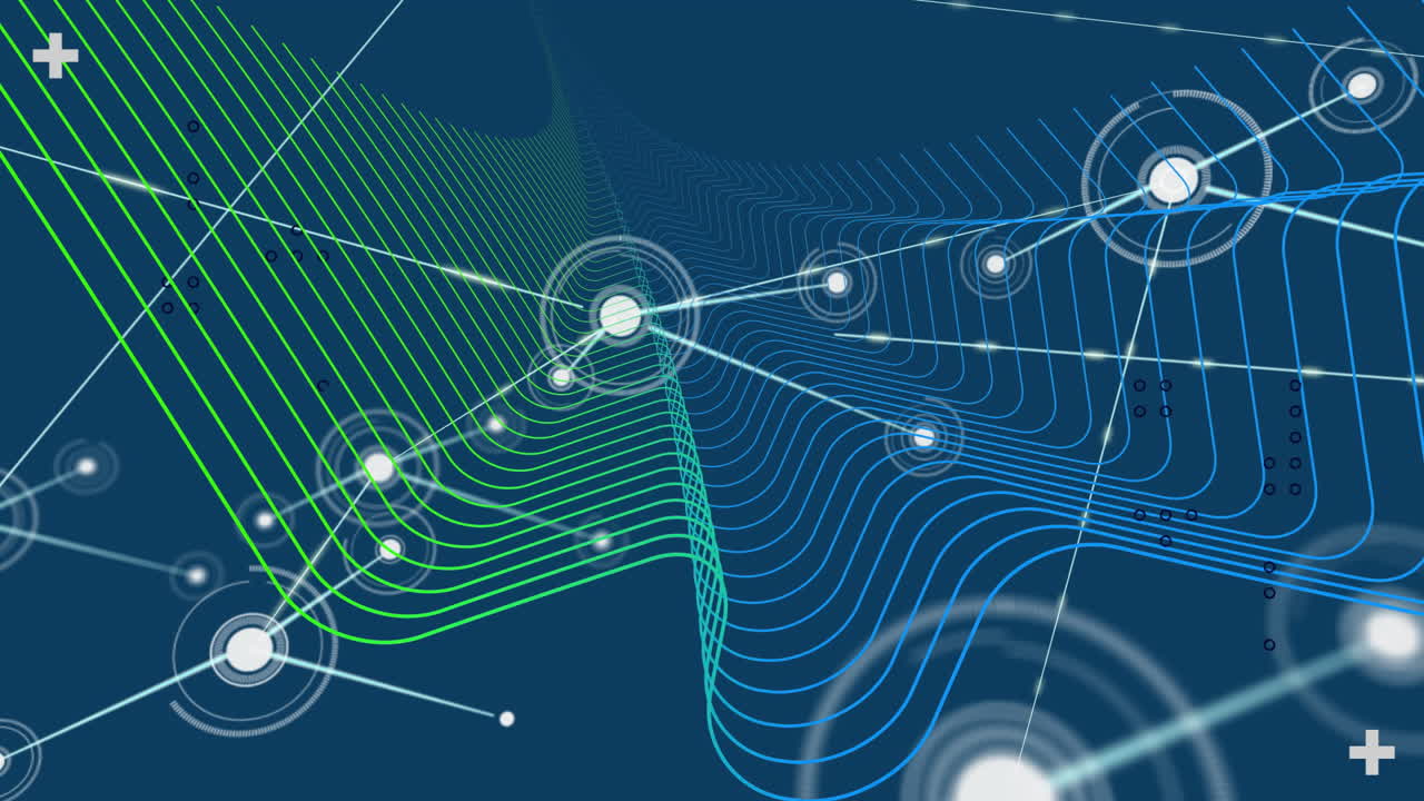 animación de la red de conexiones con puntos sobre fondo azul