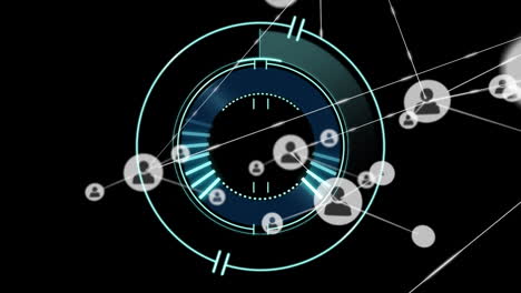 animación de la red de conexiones a través del escaneo de alcance
