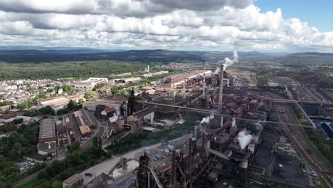 aerial view of a large steel factory