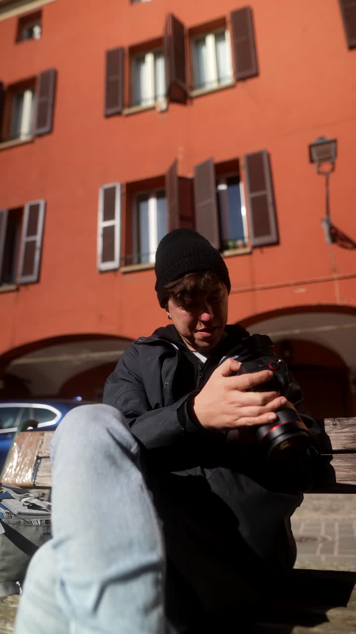 Photographer taking pictures in an urban setting