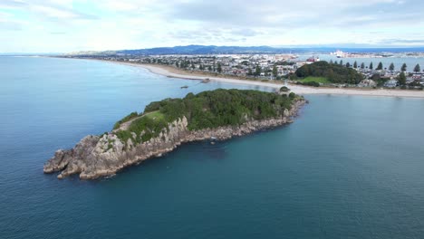 aerial view of mount maunganui and tauranga harbour in new zealand