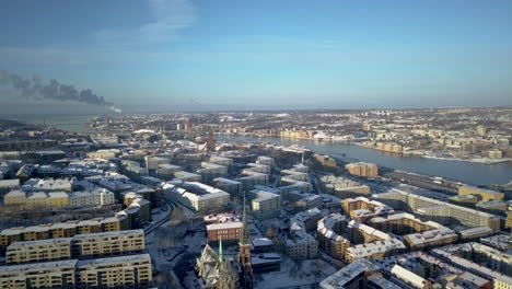 Oscar-Fredrik-Church-And-Cityscape-Of-Gothenburg-During-Winter-In-Sweden