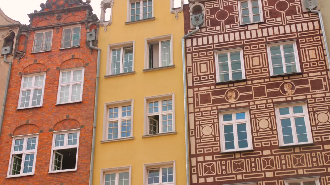 Gdańsk's Old Town, Poland - The Colorful Facades of the Historic Buildings Beautifully Reflect the City's Rich Heritage - Low Angle Shot