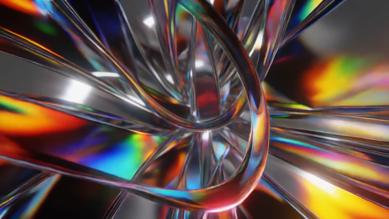 Sfondo astratto dinamico di nastri metallici iridescenti