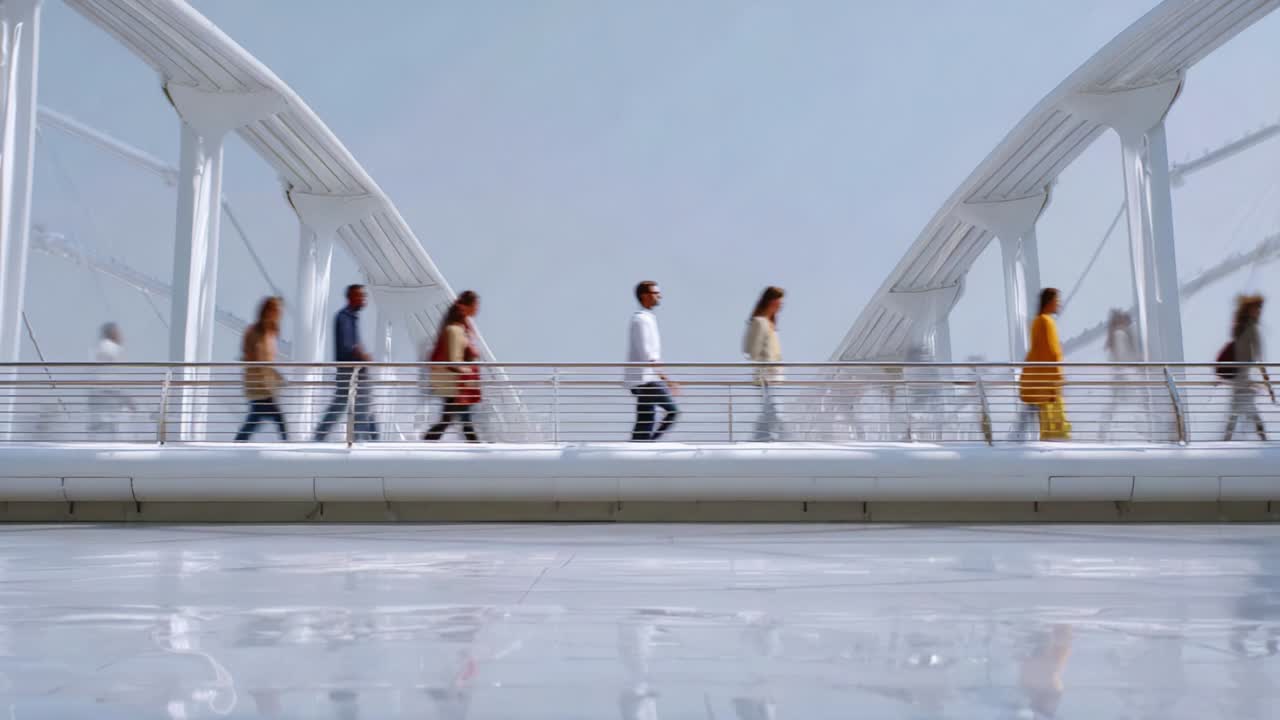People walking on a bridge