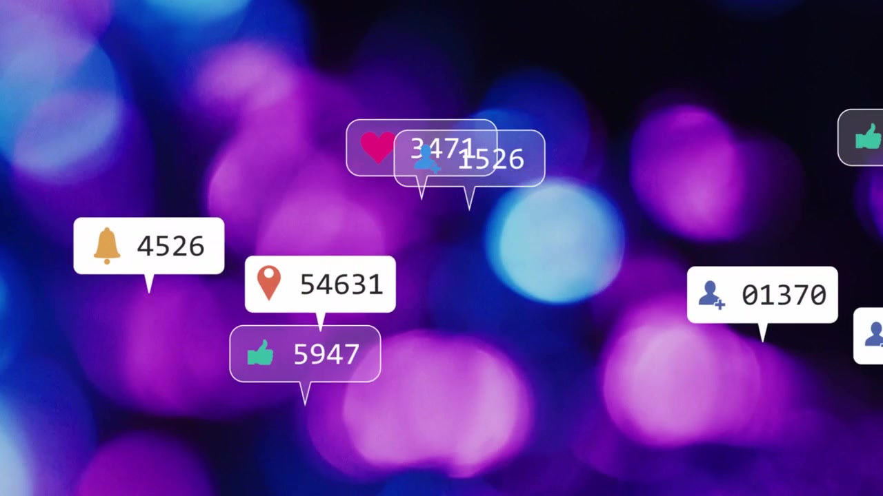 Badges spawning right edge floating inward centering updating counts showing activity on purple bg