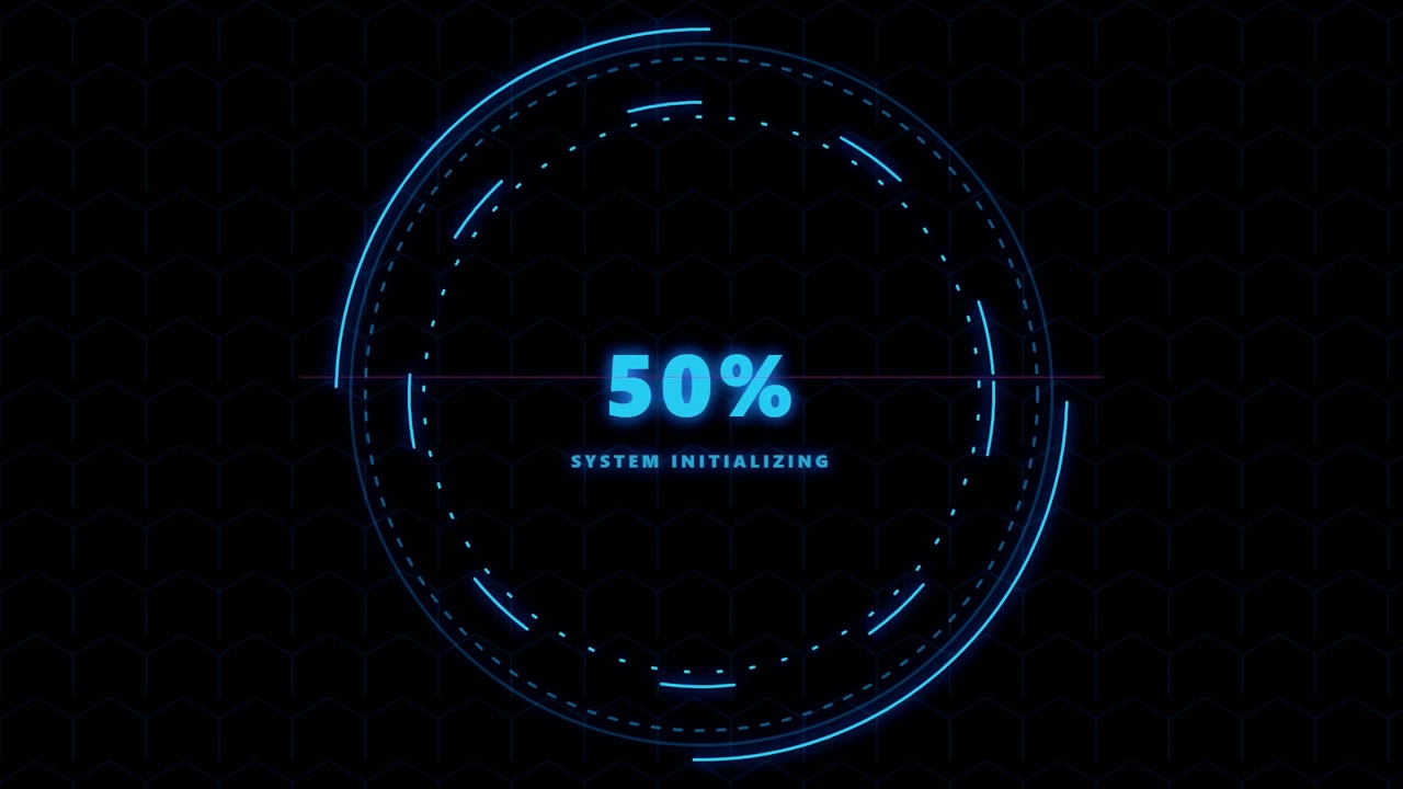 Digital Loading Progress Circle with System Initializing Text