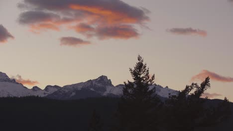 high-altitude twilight with a pink sunset after sunset high in the mountains