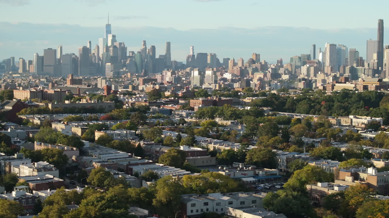 Drone shot of the New York City skyline