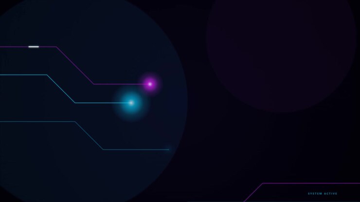 Abstract Digital Interface with Glowing Data Lines and System Active Text