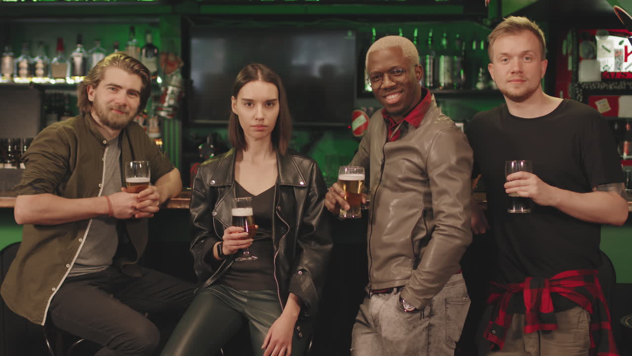 Portrait Of Cool Friends At Bar