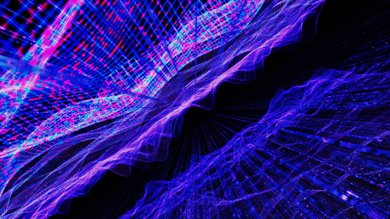 Wireframe of flying between mountains