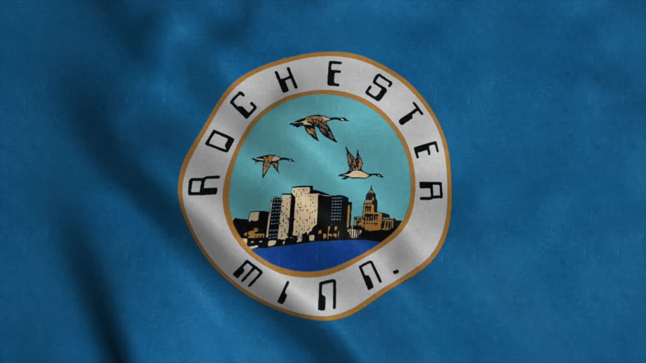 bandera de la ciudad de rochester, estado de minnesota, estados unidos de américa
