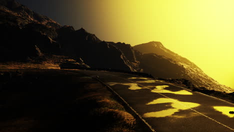 Panoramic-view-of-the-Atlantic-Ocean-and-the-road-in-the-East-Fjords