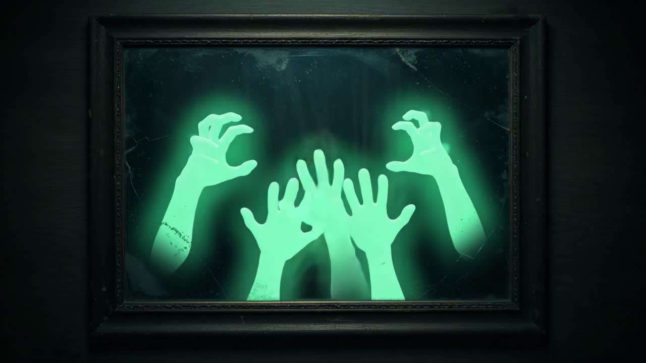 ghost,hands,glow,frame,haunting,shadows,spooky,eerie,portrait,dark,mystery,specter,emergence,paranormal,fear,creepy,supernatural,chilling,uncanny,horror,nightmare,suspense,tension,dim,gloom,phantom,vision,reflection,wrath,claw,strange,mischief,trapped,fingers,capture,spirits,cry,touch,invisible,call