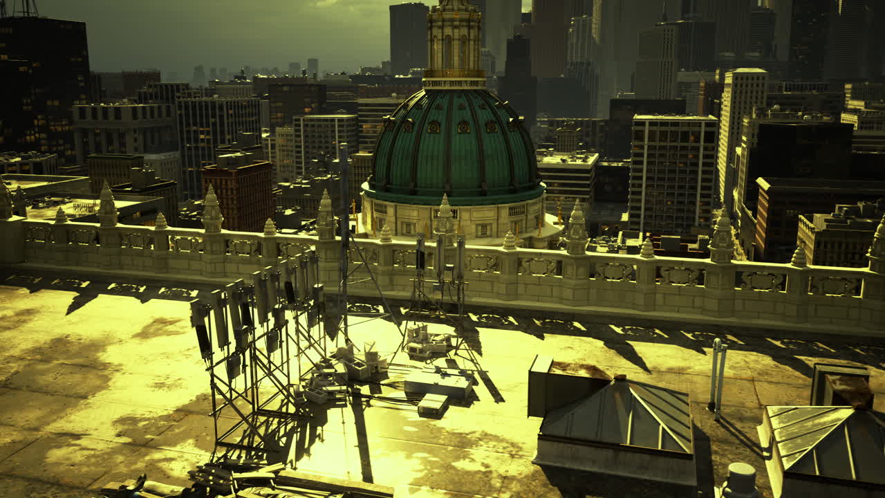 Cityscape with Dome and Rooftop